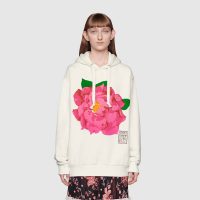 Gucci Women Ken Scott Print Cotton Hooded Sweatshirt Fixed Hood Oversize Fit Cotton