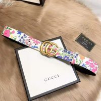 Gucci Women Ken Scott Print GG Marmont Belt Double G Buckle 4 cm Width