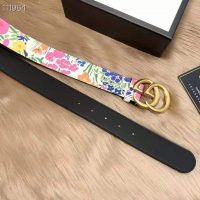 Gucci Women Ken Scott Print GG Marmont Belt Double G Buckle 4 cm Width