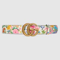 Gucci Women Ken Scott Print GG Marmont Belt Double G Buckle 4 cm Width