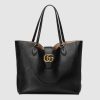 Gucci Women Medium Tote with Double G Black Leather