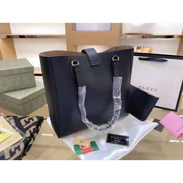 Gucci Women Medium Tote with Double G Black Leather (10)