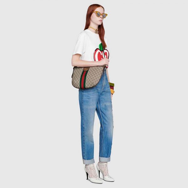 Gucci Women Ophidia GG Small Shoulder Bag Beige GG Supreme Canvas (2)