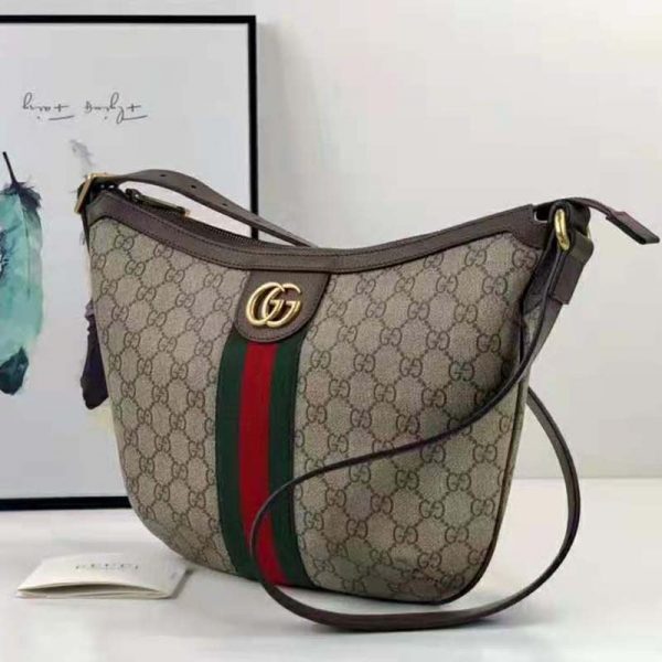 Gucci Women Ophidia GG Small Shoulder Bag Beige GG Supreme Canvas (4)