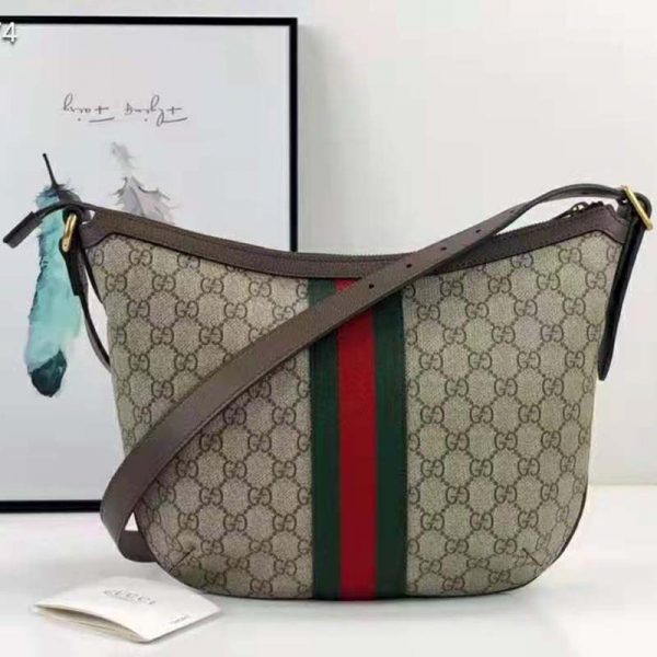 Gucci Women Ophidia GG Small Shoulder Bag Beige GG Supreme Canvas (5)