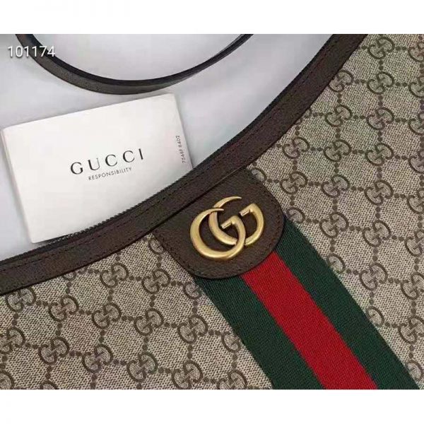 Gucci Women Ophidia GG Small Shoulder Bag Beige GG Supreme Canvas (8)