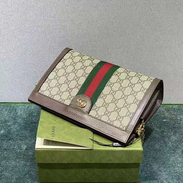 Gucci Women Ophidia GG Small Shoulder Bag BeigeEbony GG Supreme Canvas (1)
