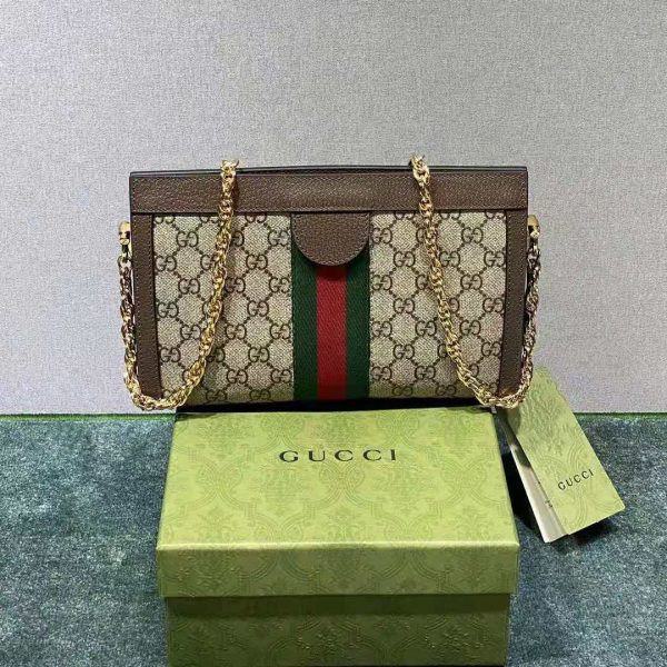 Gucci Women Ophidia GG Small Shoulder Bag BeigeEbony GG Supreme Canvas (12)