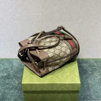 Gucci Women Ophidia Mini GG Bucket Bag Beige and Ebony GG Supreme Canvas