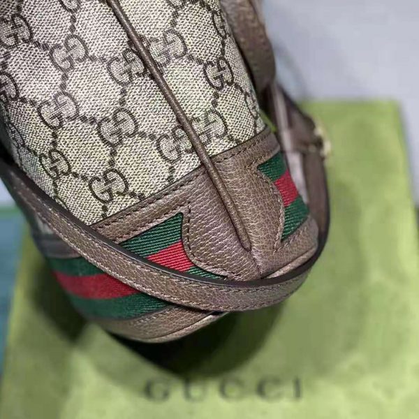 Gucci Women Ophidia Mini GG Bucket Bag Beige and Ebony GG Supreme Canvas (12)