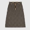 Gucci Women Optical Tweed Skirt Wool Black and Ivory Optical Tweed Unlined