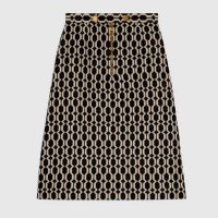 Gucci Women Optical Tweed Skirt Wool Black and Ivory Optical Tweed Unlined
