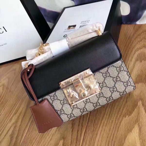 Gucci Women Padlock Small GG Shoulder Bag BeigeEbony GG Supreme Canvas (1)