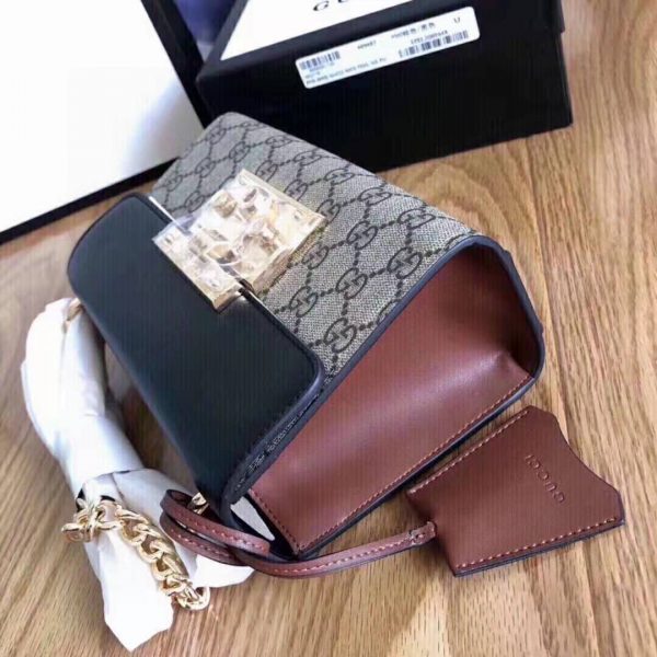 Gucci Women Padlock Small GG Shoulder Bag BeigeEbony GG Supreme Canvas (11)
