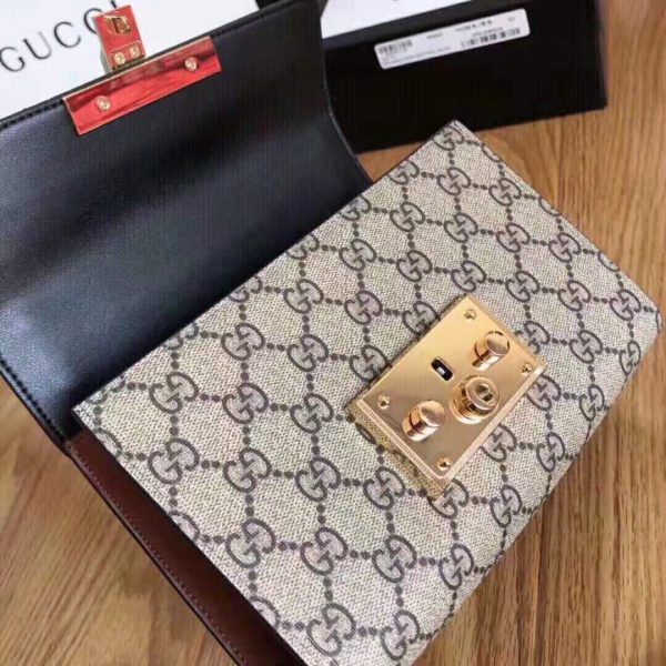Gucci Women Padlock Small GG Shoulder Bag BeigeEbony GG Supreme Canvas (3)