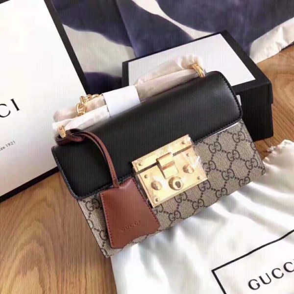 Gucci Women Padlock Small GG Shoulder Bag BeigeEbony GG Supreme Canvas (9)