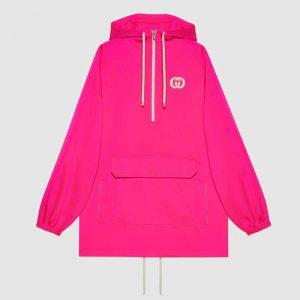 Gucci Women Polyester Jersey Hooded Sweatshirt Interlocking G Fixed Hood-Pink