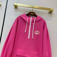 Gucci Women Polyester Jersey Hooded Sweatshirt Interlocking G Fixed Hood-Pink