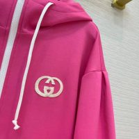 Gucci Women Polyester Jersey Hooded Sweatshirt Interlocking G Fixed Hood-Pink