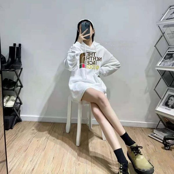 Gucci Women The North Face x Gucci Cotton Sweatshirt Crewneck Long Sleeves-White (1)