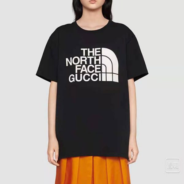 Gucci Women The North Face x Gucci Cotton T-Shirt Black Jersey Crewneck Oversize Fit (1)