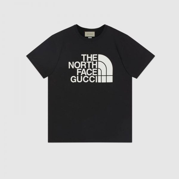 Gucci Women The North Face x Gucci Cotton T-Shirt Black Jersey Crewneck Oversize Fit