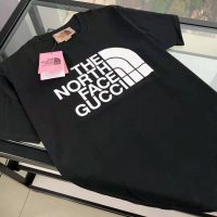 Gucci Women The North Face x Gucci Cotton T-Shirt Black Jersey Crewneck Oversize Fit