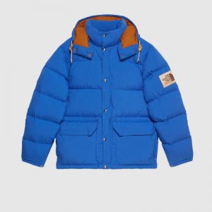 Gucci Women The North Face x Gucci Nylon Jacket Blue Soft Nylon