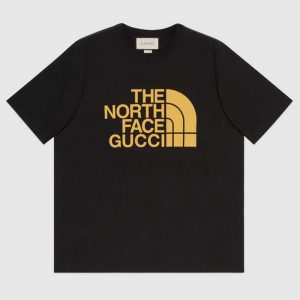 Gucci Women The North Face x Gucci Oversize T-Shirt Black Cotton Jersey Crewneck