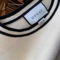 Gucci Women Wool Dress with Contrast Black Trim Front Pocket