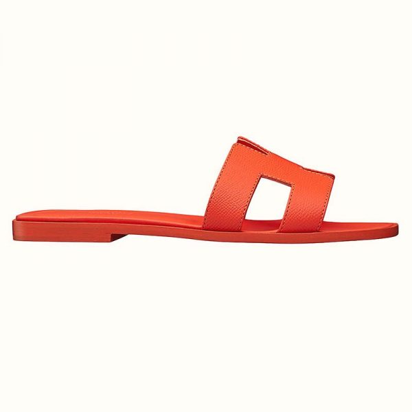 Hermes Women Oran Sandal Epsom Calfskin Iconic H Cut-Out-Orange