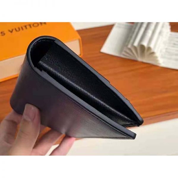 Louis Vuitton LV Unisex Brazza Wallet Navy Blue Epi Leather Damier Graphite Coated Canvas (6)