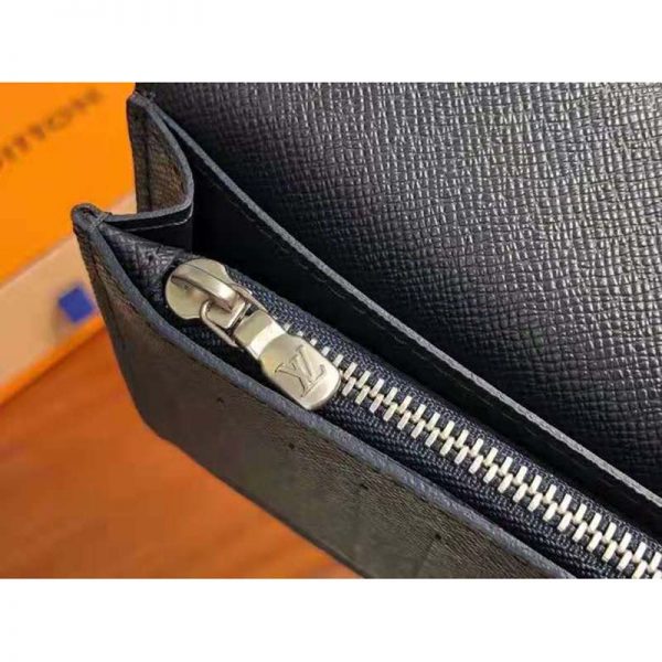 Louis Vuitton LV Unisex Brazza Wallet Navy Blue Epi Leather Damier Graphite Coated Canvas (9)