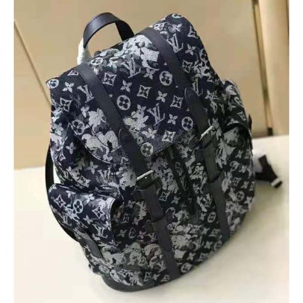 Louis Vuitton LV Unisex Christopher Backpack Monogram Tapestry Coated Canvas-Navy (12)