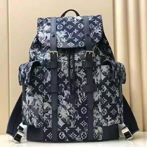 Louis Vuitton LV Unisex Christopher Backpack Monogram Tapestry Coated Canvas-Navy (4)