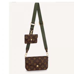 Louis Vuitton LV Unisex Félicie Strap & Go Pochette Monogram Coated Canvas-Brown