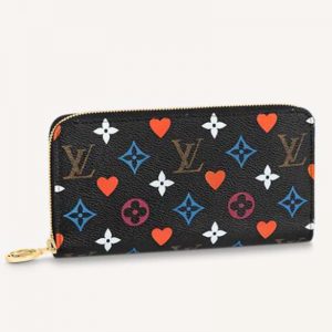 Louis Vuitton LV Unisex Game On Zippy Wallet Monogram Flowers Canvas-Black