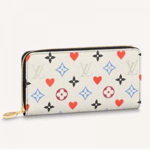 Louis Vuitton LV Unisex Game On Zippy Wallet Monogram Flowers Canvas-White