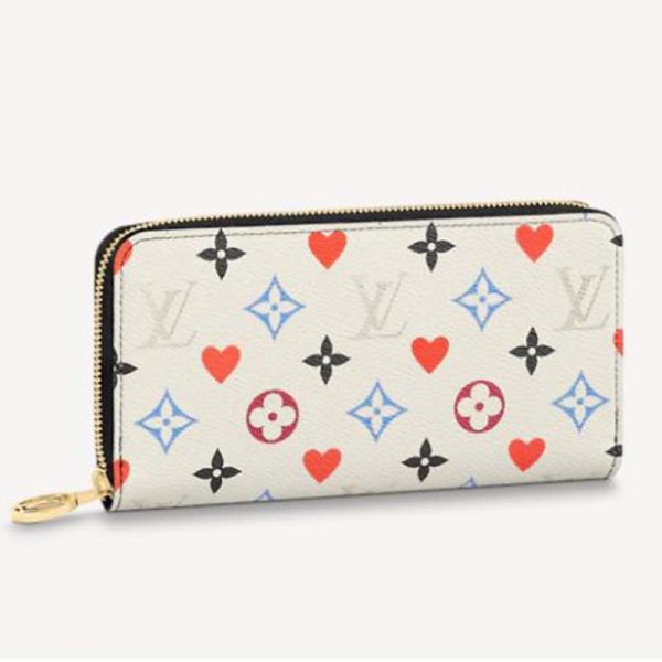 Louis Vuitton LV Unisex Game On Zippy Wallet Monogram Flowers Canvas-White