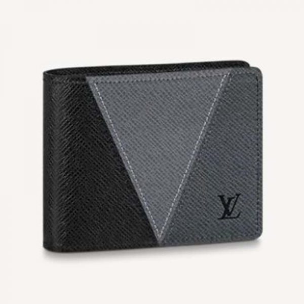 Louis Vuitton LV Unisex Slender Wallet Monochrome Taiga Leather-Black