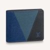 Louis Vuitton LV Unisex Slender Wallet Monochrome Taiga Leather-Navy