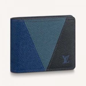 Louis Vuitton LV Unisex Slender Wallet Monochrome Taiga Leather-Navy