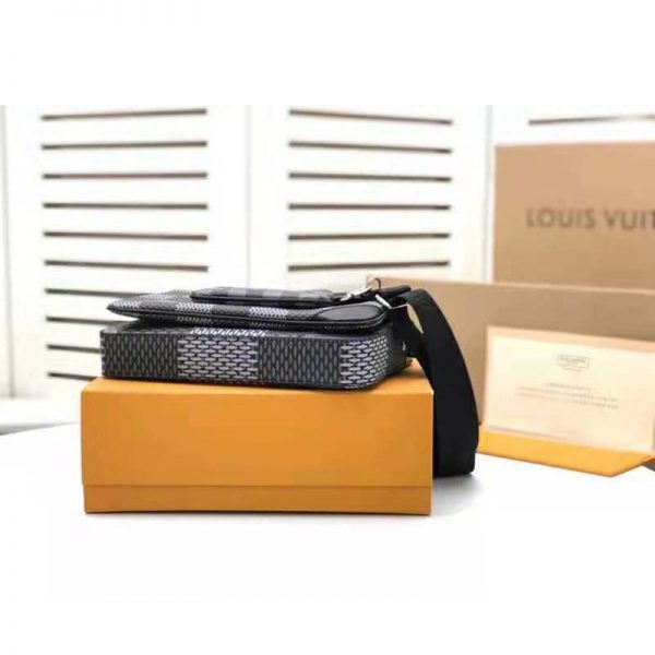 Louis Vuitton LV Unisex Trio Messenger Bag Gray Damier Graphite 3D Coated Canvas (7)