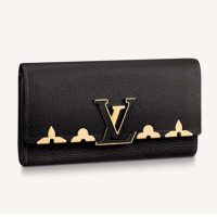 Louis Vuitton LV Women Capucines Monogram Flower Wallet Taurillon Leather-Black