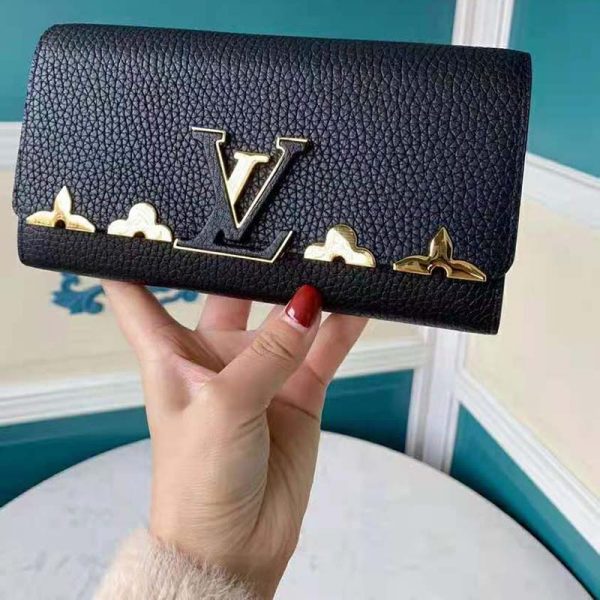 Louis Vuitton LV Women Capucines Monogram Flower Wallet Taurillon Leather-Black (2)