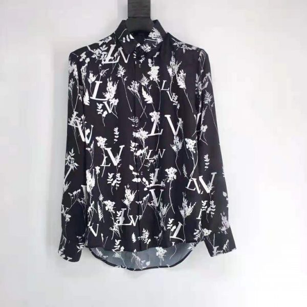 Louis Vuitton LV Women LV Printed Leaf Regular Long-Sleeved Silk Shirt (9)