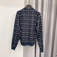 Louis Vuitton LV Women Monogram Shadow Jacquard Cardigan Regular Fit Grey