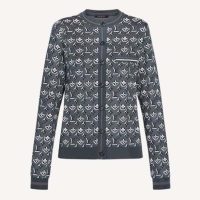 Louis Vuitton LV Women Monogram Shadow Jacquard Cardigan Regular Fit Grey