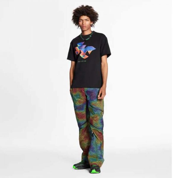 Louis Vuitton Men 2054 Printed Flower Packable T-Shirt Polyamide Slim Fit-Black (7)