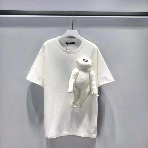 Louis Vuitton Men 3D Monkey T-Shirt Cotton White Monogram Jersey (4)